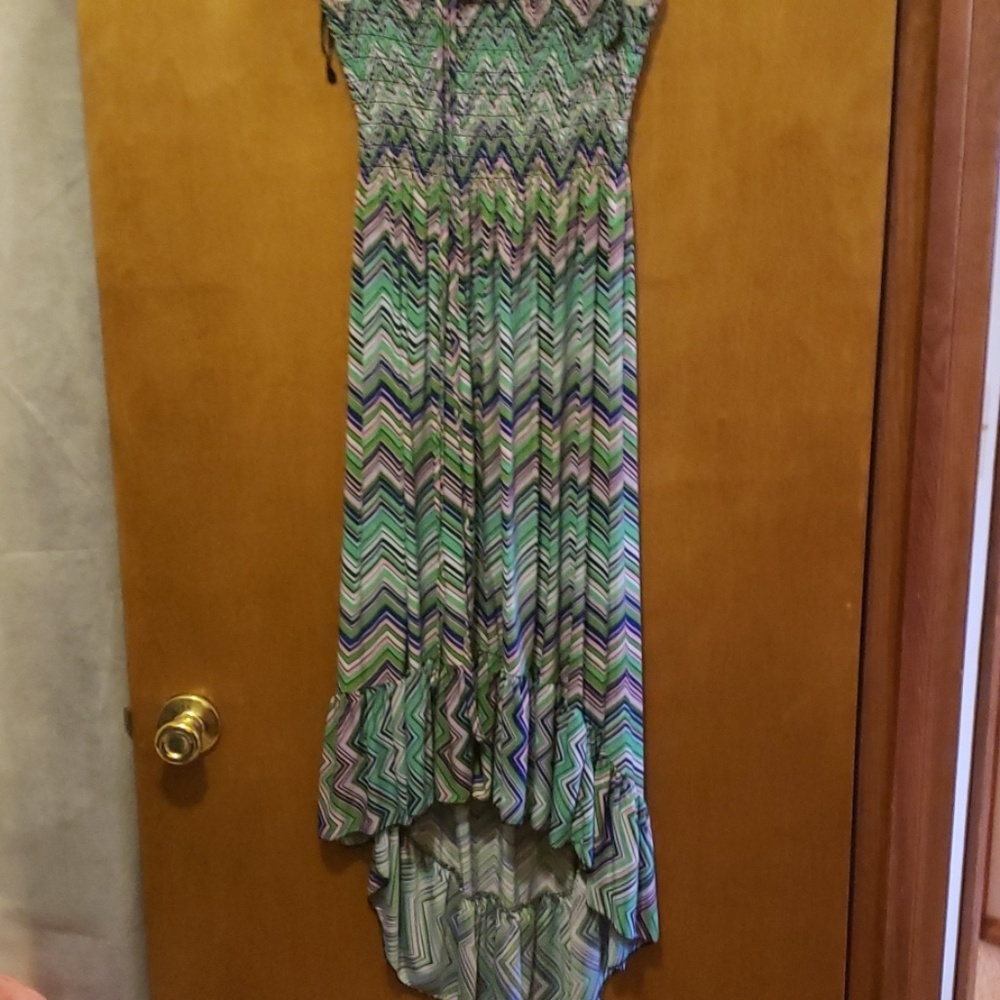 maxi, high low, strapless dress